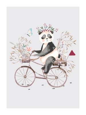 Dětský plakát Panda na kole 048