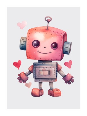 Dětský plakát Robot se srdíčky 052