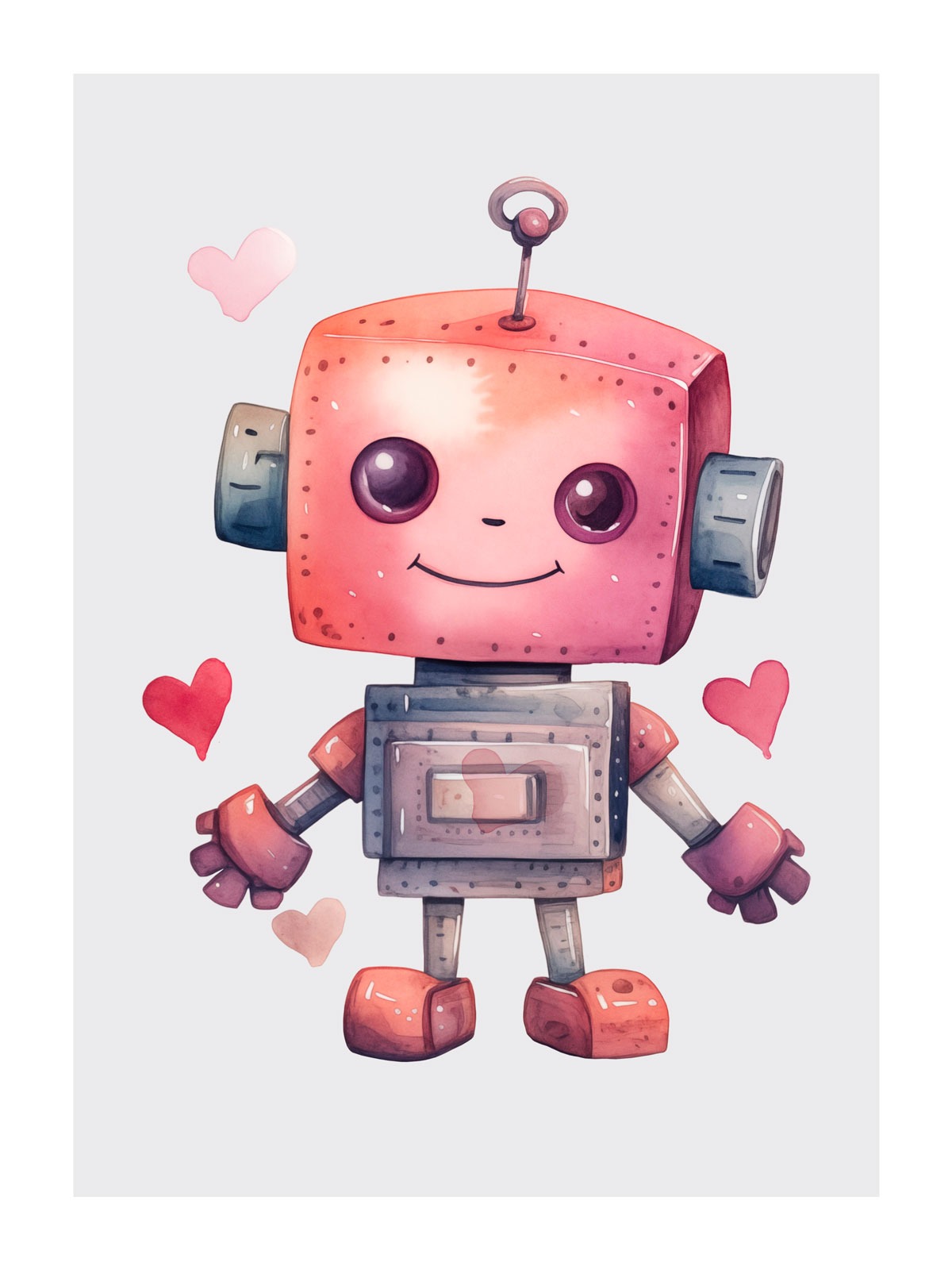 Dětský plakát Robot se srdíčky 052